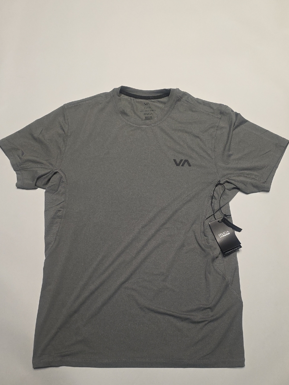 NWT Men's RVCA Sport Large "Sport Vent Short Sleeve" in Heather Grey.